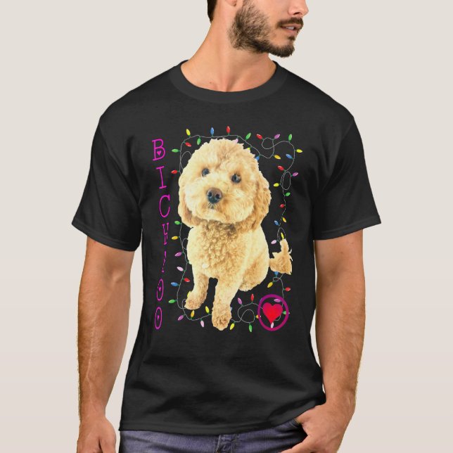 Bichpoo Puppy Dog Poodle Cross Noodle Super Cute B T-Shirt (Front)