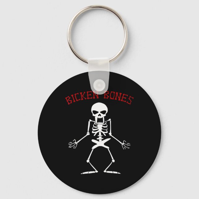 Bicken Bones Skeleton Halloween Funny Bones Love W Keychain (Front)