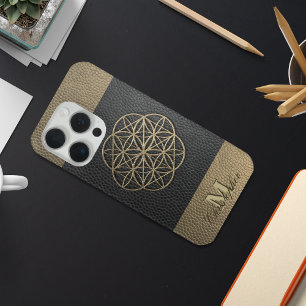 Bicolor Brown leather, with embossed pattern  iPhone 15 Pro Case
