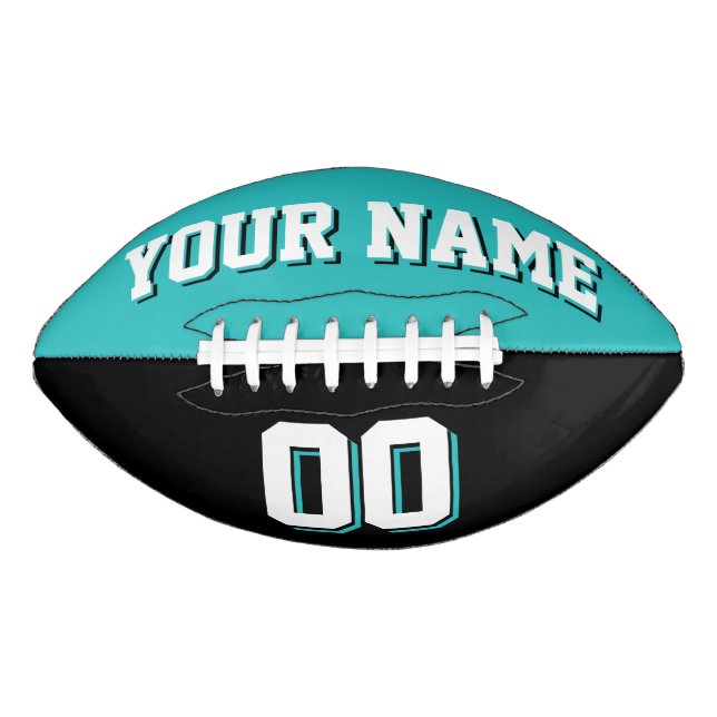 BICOLORED Turquoise And Black Custom Football (Front)