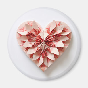 Bicolour pink origami heart magnet