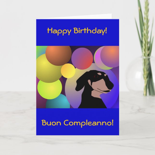 Bicontinental Dachshund Happy Birthday Card (Front)