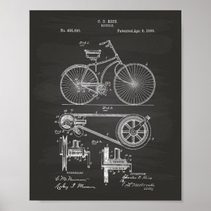Bicycle 1890 Patent Art - Chalkboard Poster