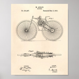 Bicycle 1893 Patent Art Old Peper Poster