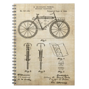 Bicycle 1896 Patent Print Notebook