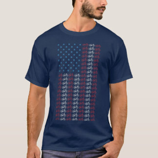 Bicycle American Flag 4th of July Cycling Cyclist  T-Shirt