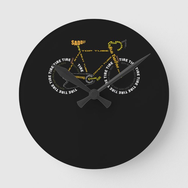 Bicycle Anatomy   Cute Cycling Is Life  Gift Round Clock (Front)