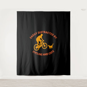 bicycle and cat tapestry