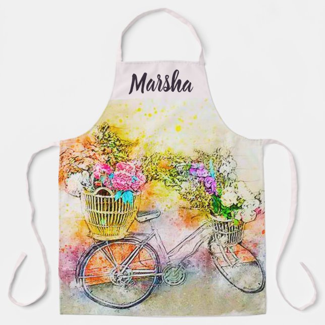 Bicycle and flowers  apron (Front)