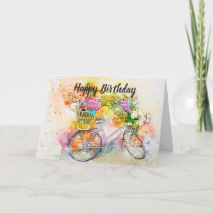 Bicycle and flowers  card