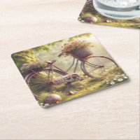 Bicycle and flowers custom Party Coasters set of 6