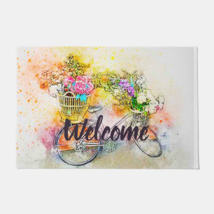 Bicycle and flowers  doormat