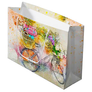 Bicycle and flowers large gift bag