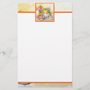 Bicycle and flowers   stationery