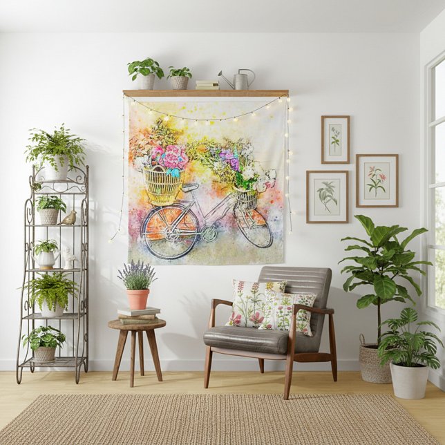 Bicycle and flowers  tapestry (Creator Uploaded)