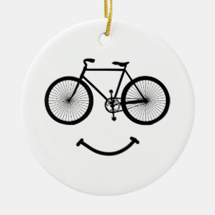 Bicycle and Smile T-Shirt Bicycling Tee Shirt Blac Ceramic Ornament