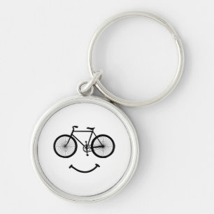 Bicycle and Smile T-Shirt Bicycling Tee Shirt Blac Keychain