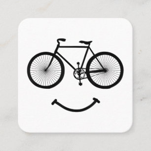 Bicycle and Smile T-Shirt Bicycling Tee Shirt Blac Square Business Card