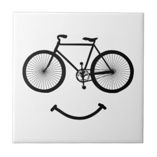 Bicycle and Smile T-Shirt Bicycling Tee Shirt Blac Tile