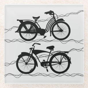 Bicycle Bicycle Black 1 Glass Coaster