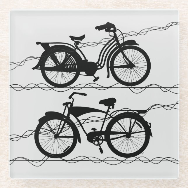 Bicycle Bicycle Black 1 Glass Coaster (Front)