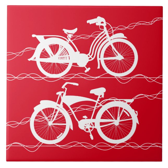 Bicycle Bicycle White Ceramic Tile (Front)