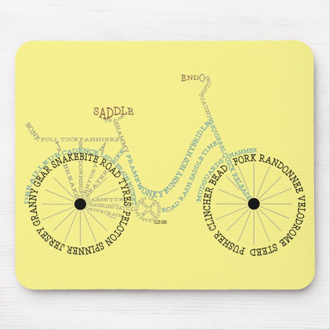 Bicycle Bike Biking Cycling Word Art Mouse Pad (Front)