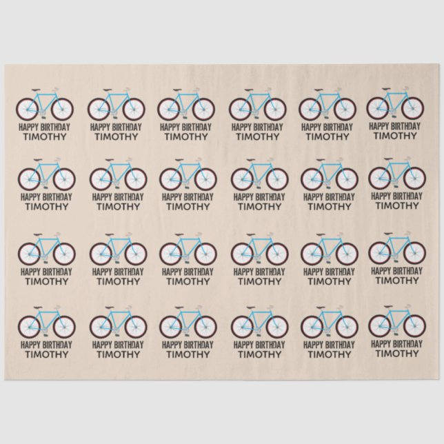 Bicycle Bike Design Birthday Custom Name  Tissue Paper (Front)