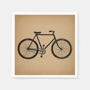 Bicycle Bike Illustration Vintage Brown Cycling Napkin