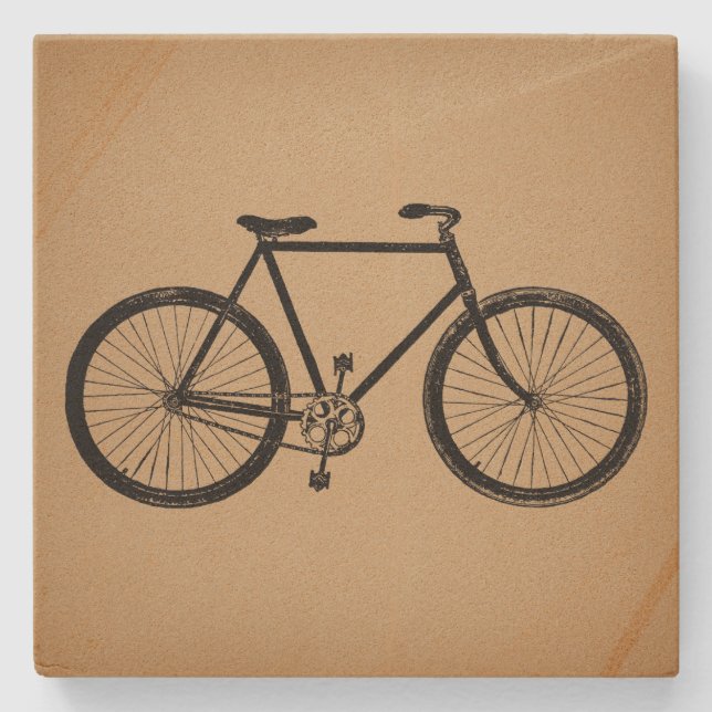 Bicycle Bike Illustration Vintage Brown Cycling Stone Coaster (Front)
