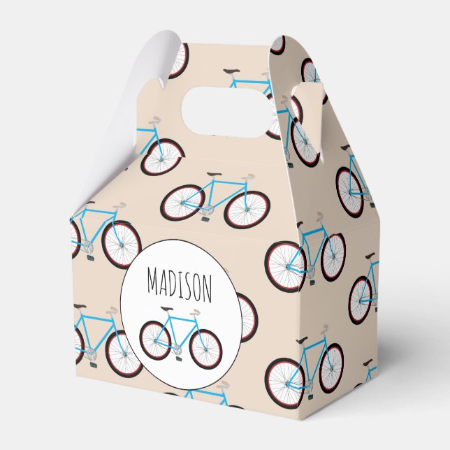 Bicycle Bike Pattern Custom Name Favor Box (Front Side)