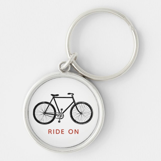 Bicycle Bike Vintage Custom Quote Personalized Keychain (Front)
