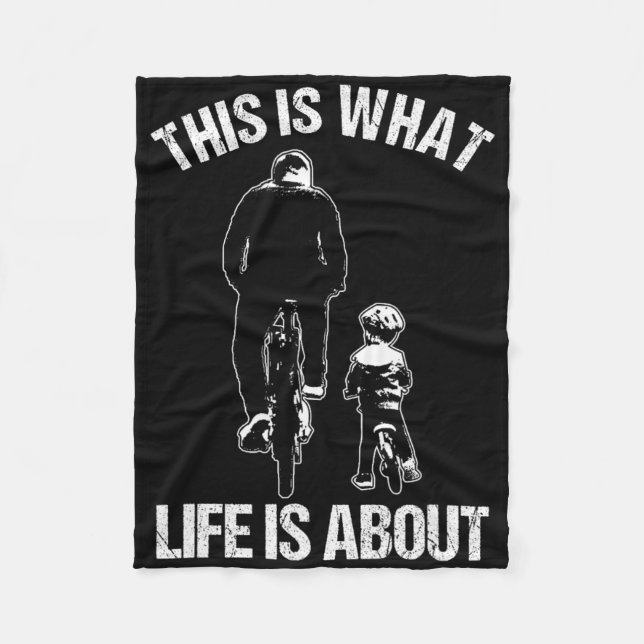 Bicycle Bmx Cyclist Father And Son Child Cyclist B Fleece Blanket (Front)
