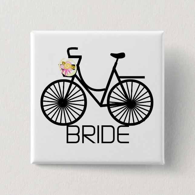 Bicycle Bride Tshirts and Gifts 2 Inch Square Button (Front)