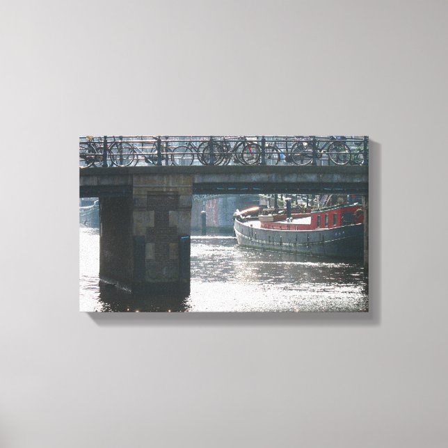 Bicycle Bridge Winter Scene Amsterdam Canvas Print (Front)