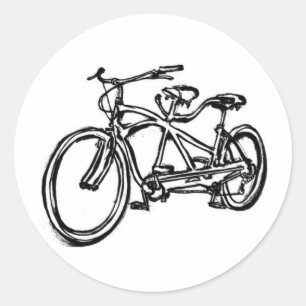 Bicycle built for 2 (antique schwinn tandem) bike classic round sticker