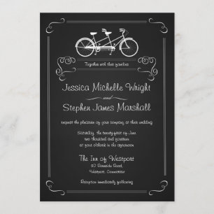 Bicycle Built for 2 Chalkboard Wedding Invitations