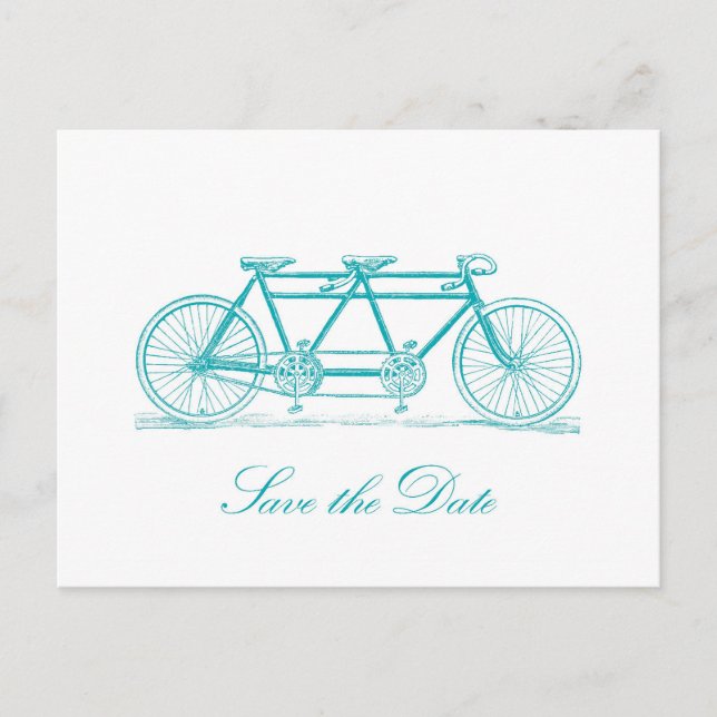 Bicycle Built For Two Save the Date Postcard (Front)
