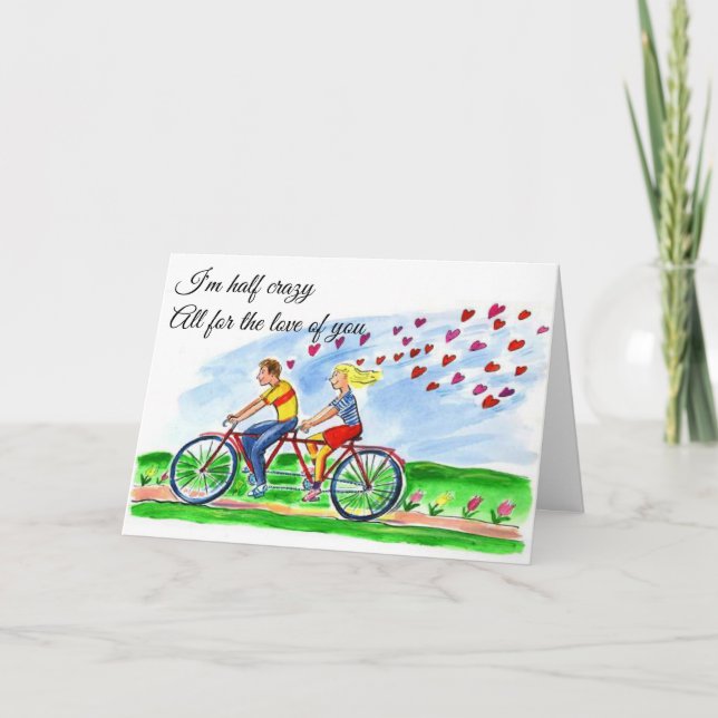 Bicycle Built For Two Valentine Love Postcard (Front)