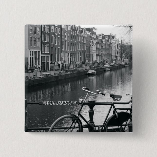 Bicycle by Canal 2 Inch Square Button (Front)