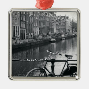 Bicycle by Canal Metal Ornament