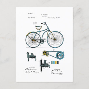 Bicycle - C.D. Rice Patent - Coloured Postcard