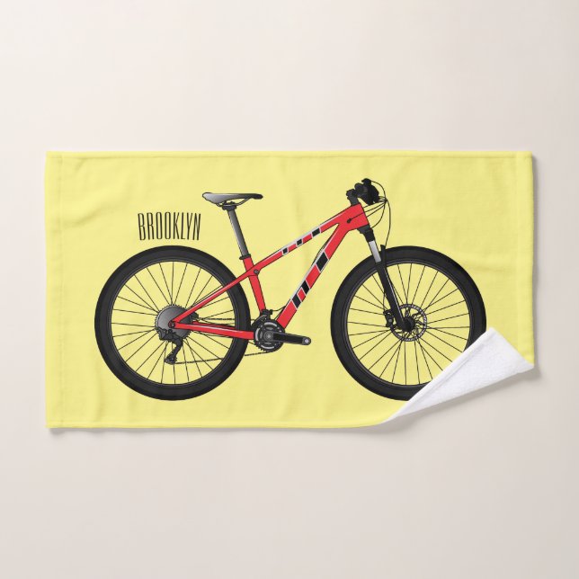 Bicycle cartoon illustration bath towel set (Hand Towel)