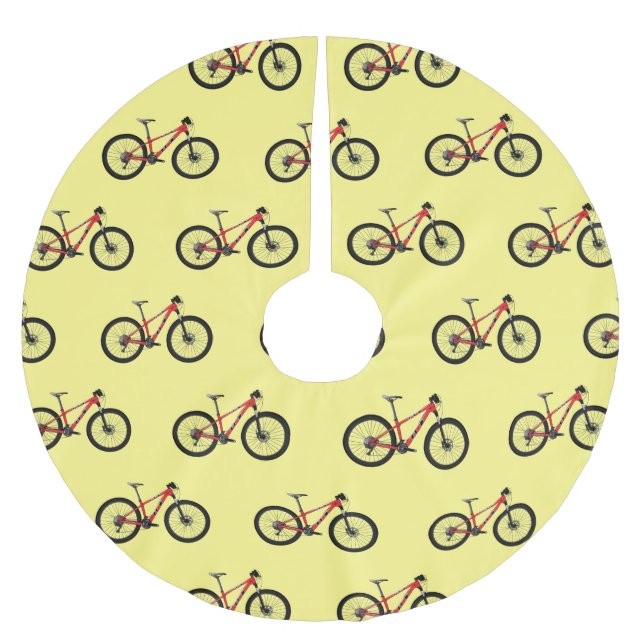 Bicycle cartoon illustration brushed polyester tree skirt (Front)