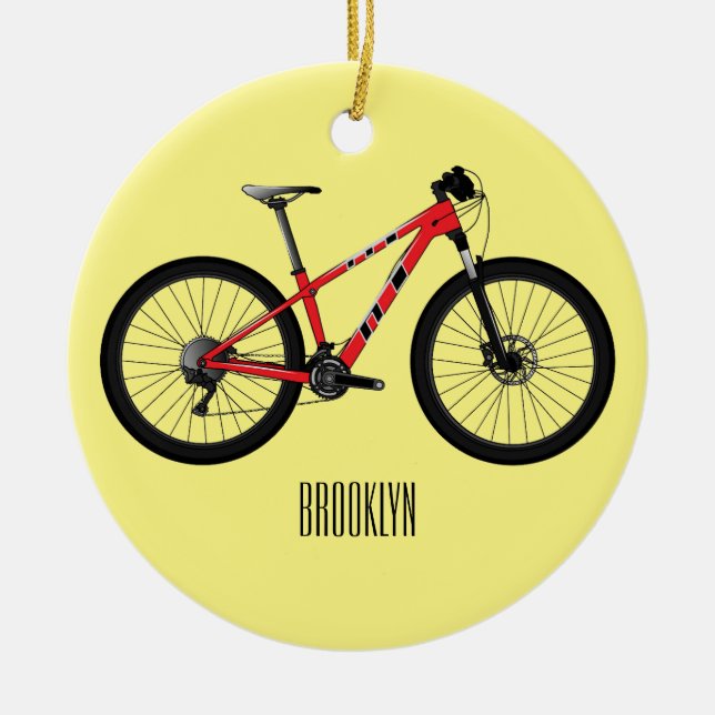Bicycle cartoon illustration ceramic ornament (Front)