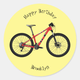 Bicycle cartoon illustration classic round sticker