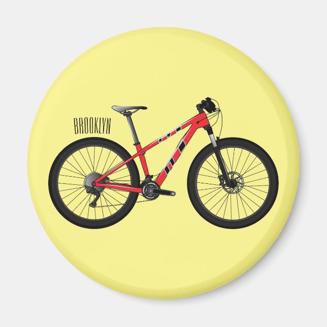 Bicycle cartoon illustration magnet (Front)