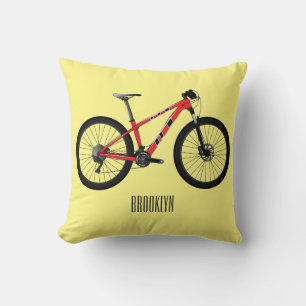 Bicycle cartoon illustration throw pillow
