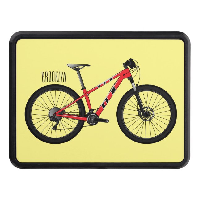 Bicycle cartoon illustration trailer hitch cover (Front)