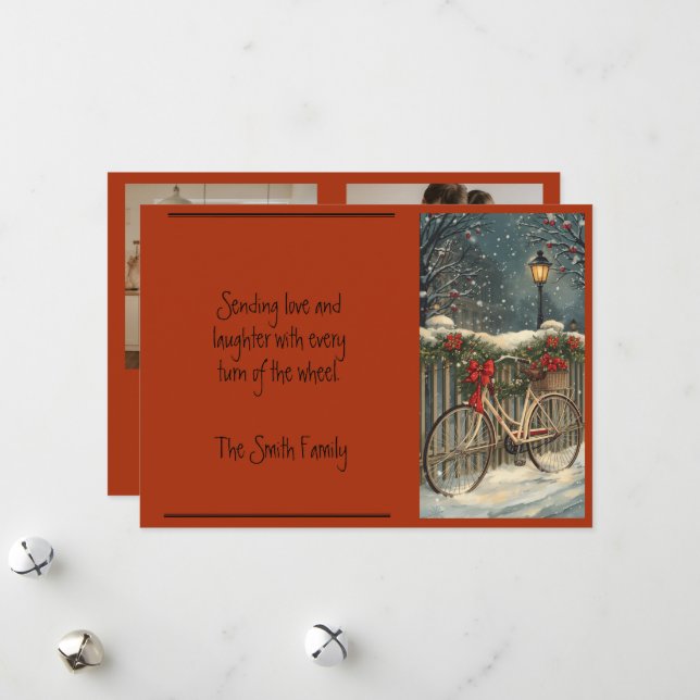 Bicycle Christmas Holiday Card  (Front/Back In Situ)
